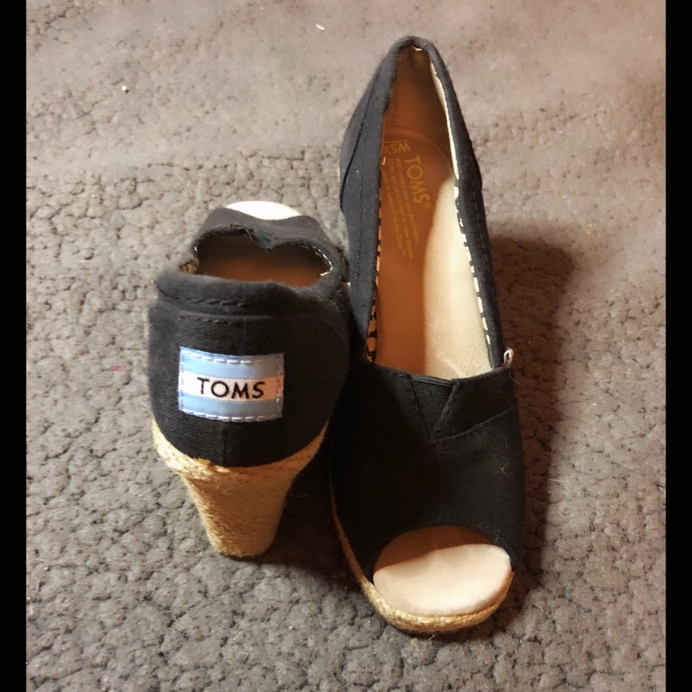 👠W5.5 TOMS Open Toe Wrap Wedges👠